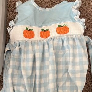 Blue and Orange Bodysuit with Pumpkin Embellishments